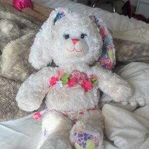 Build-A-Bear Floral Accented Bunny - White and Pink